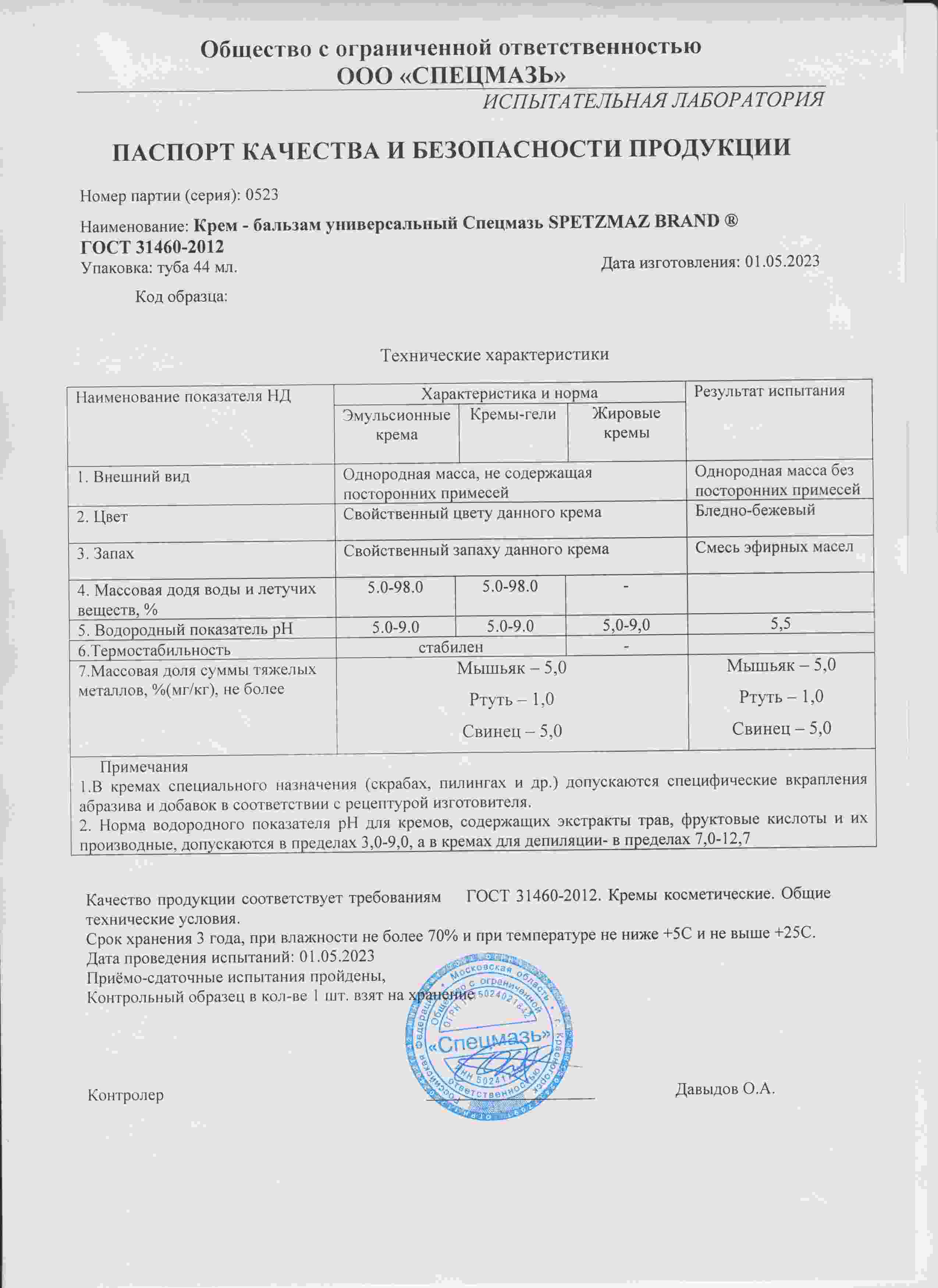 Паспорт №052023